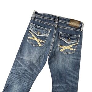 TK Axel Mens 34x29 Blue Slim Boot Jean Distressed Y2K Western Rodeo Grunge Denim